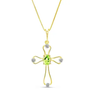 0.57 Carat 14K Solid Yellow Gold Faith Peridot Diamond Necklace