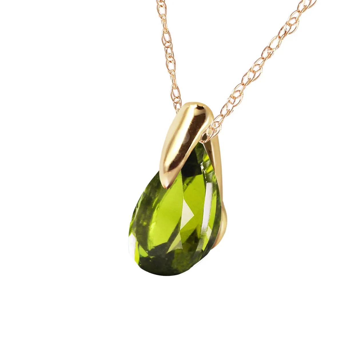 0.68 Carat 14K Solid Yellow Gold Fond Kiss Peridot Necklace