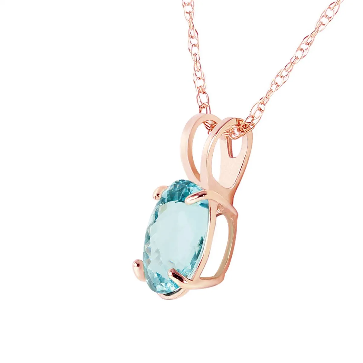 0.75 Carat 14K Solid Rose Gold Solitaire Aquamarine Necklace