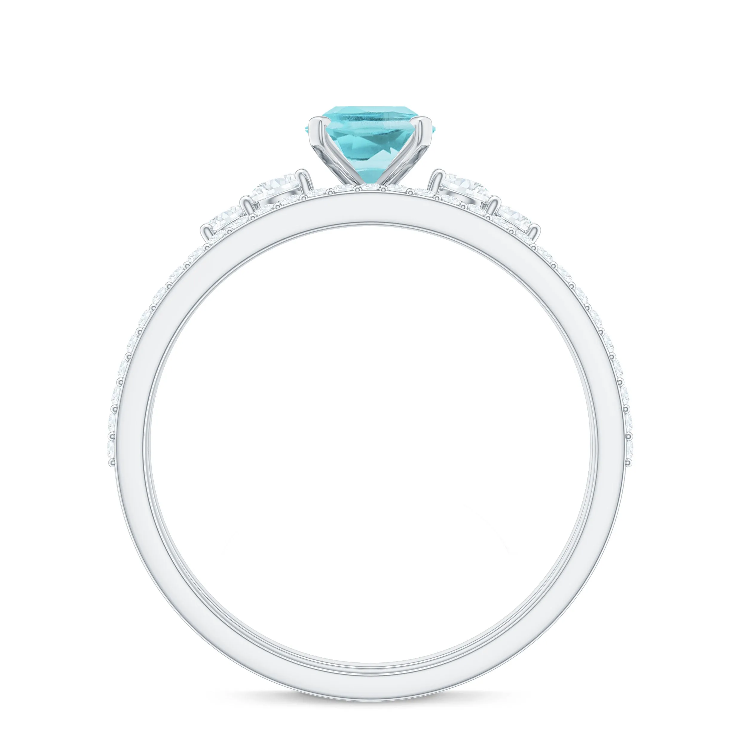 1 CT Oval Sky Blue Topaz Solitaire Ring Set with Diamond