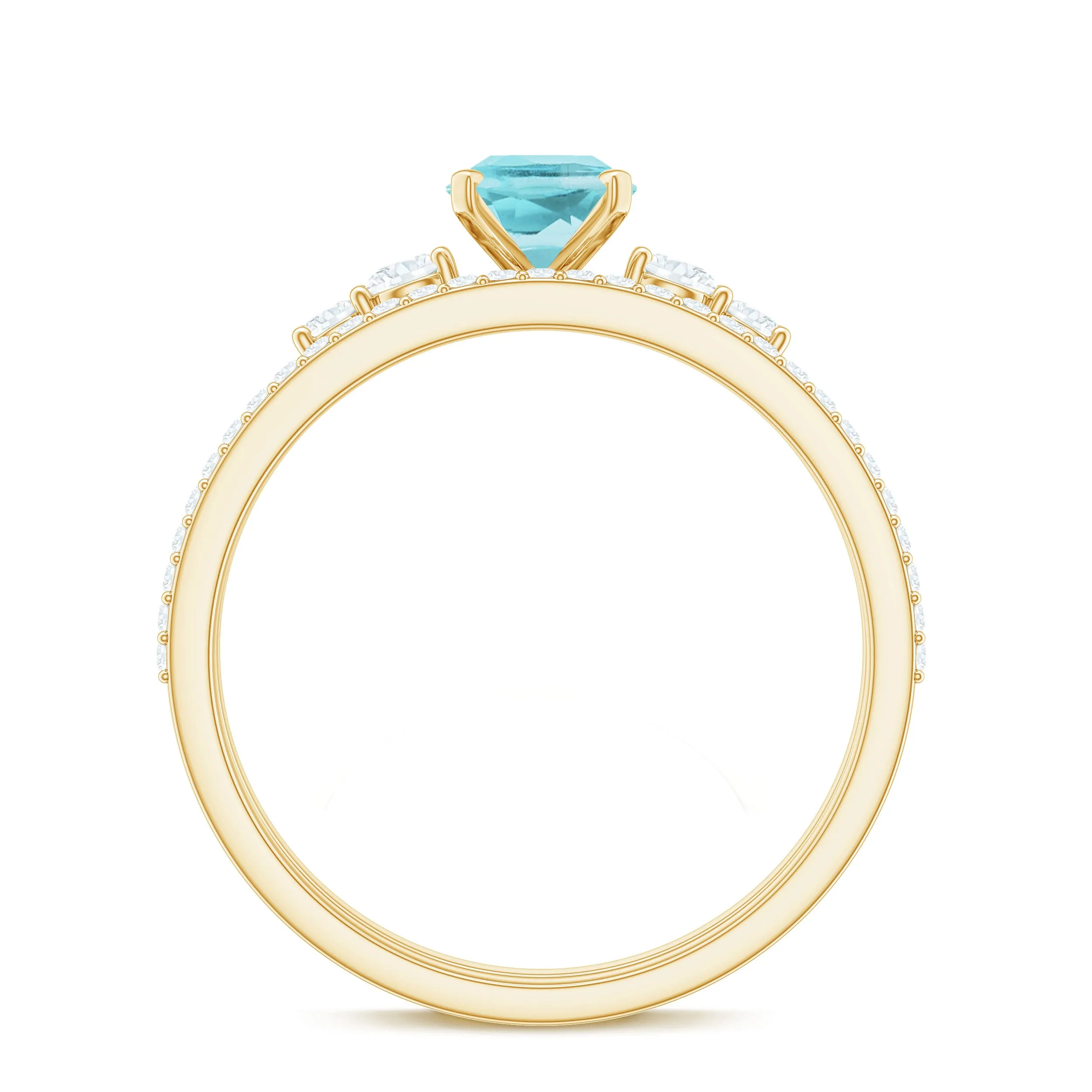 1 CT Oval Sky Blue Topaz Solitaire Ring Set with Diamond