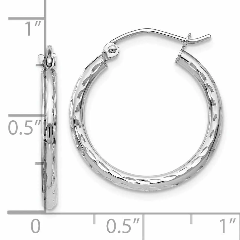 10kt White Gold D.C Hinged Hoop Earrings