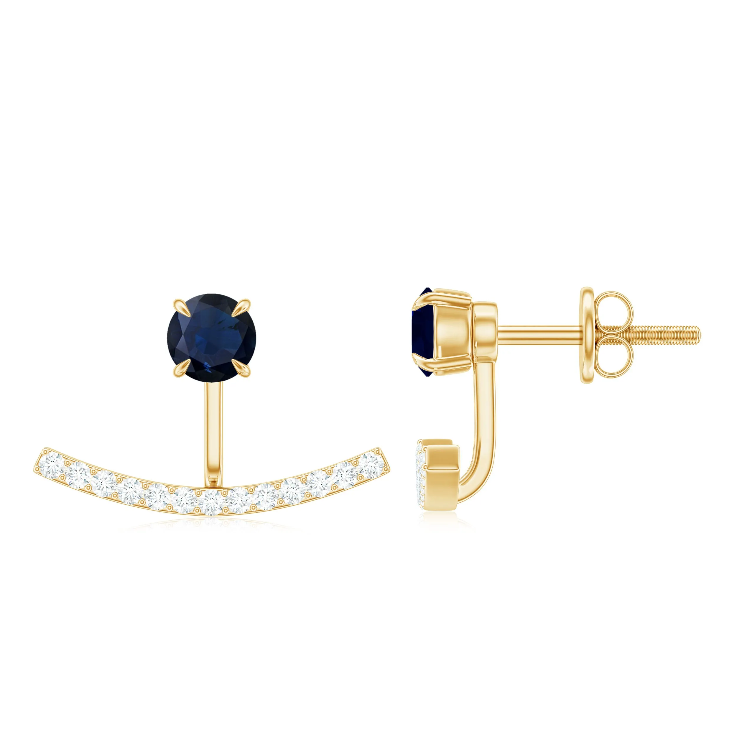 1.25 CT Blue Sapphire Classic Jacket Earrings with Diamond