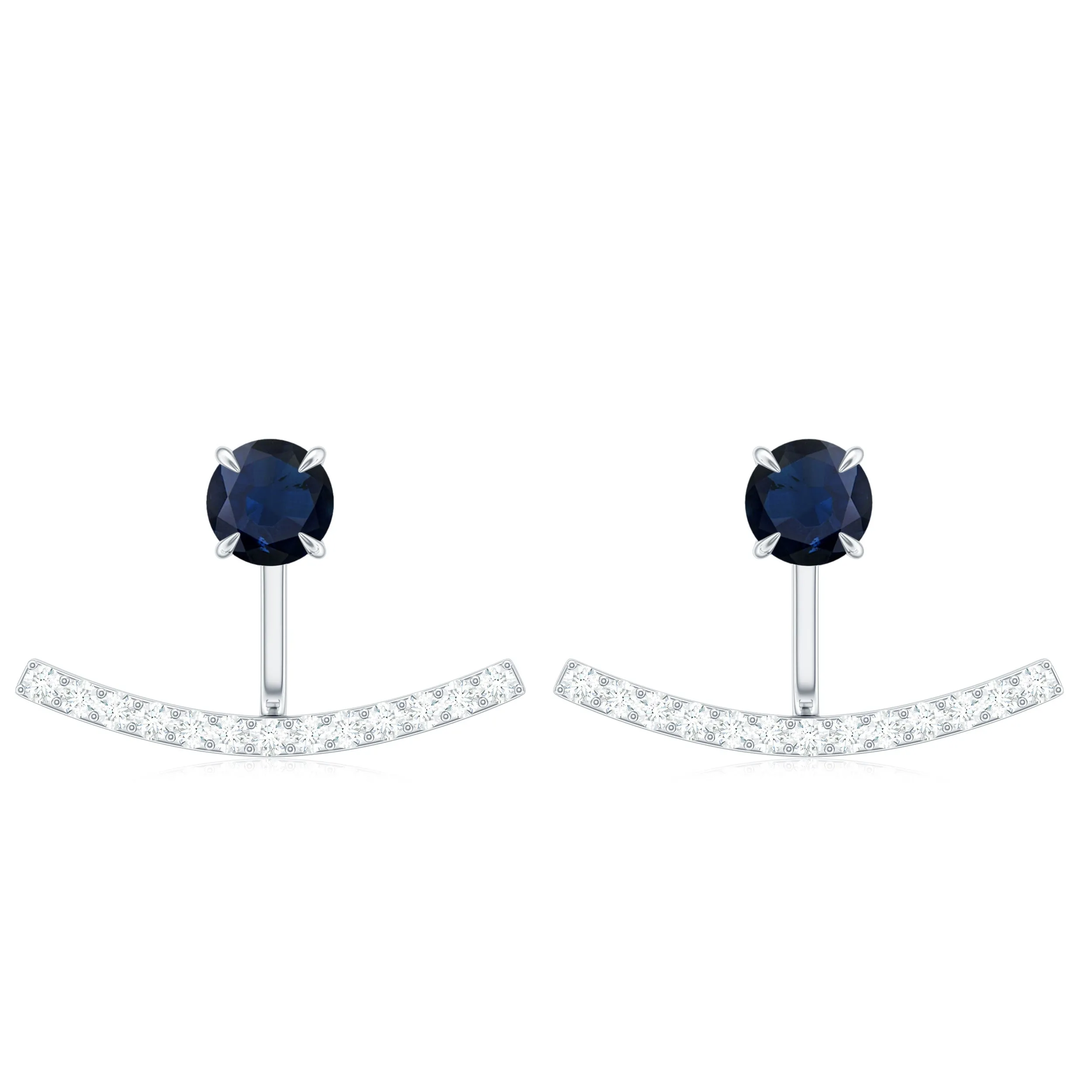 1.25 CT Blue Sapphire Classic Jacket Earrings with Diamond