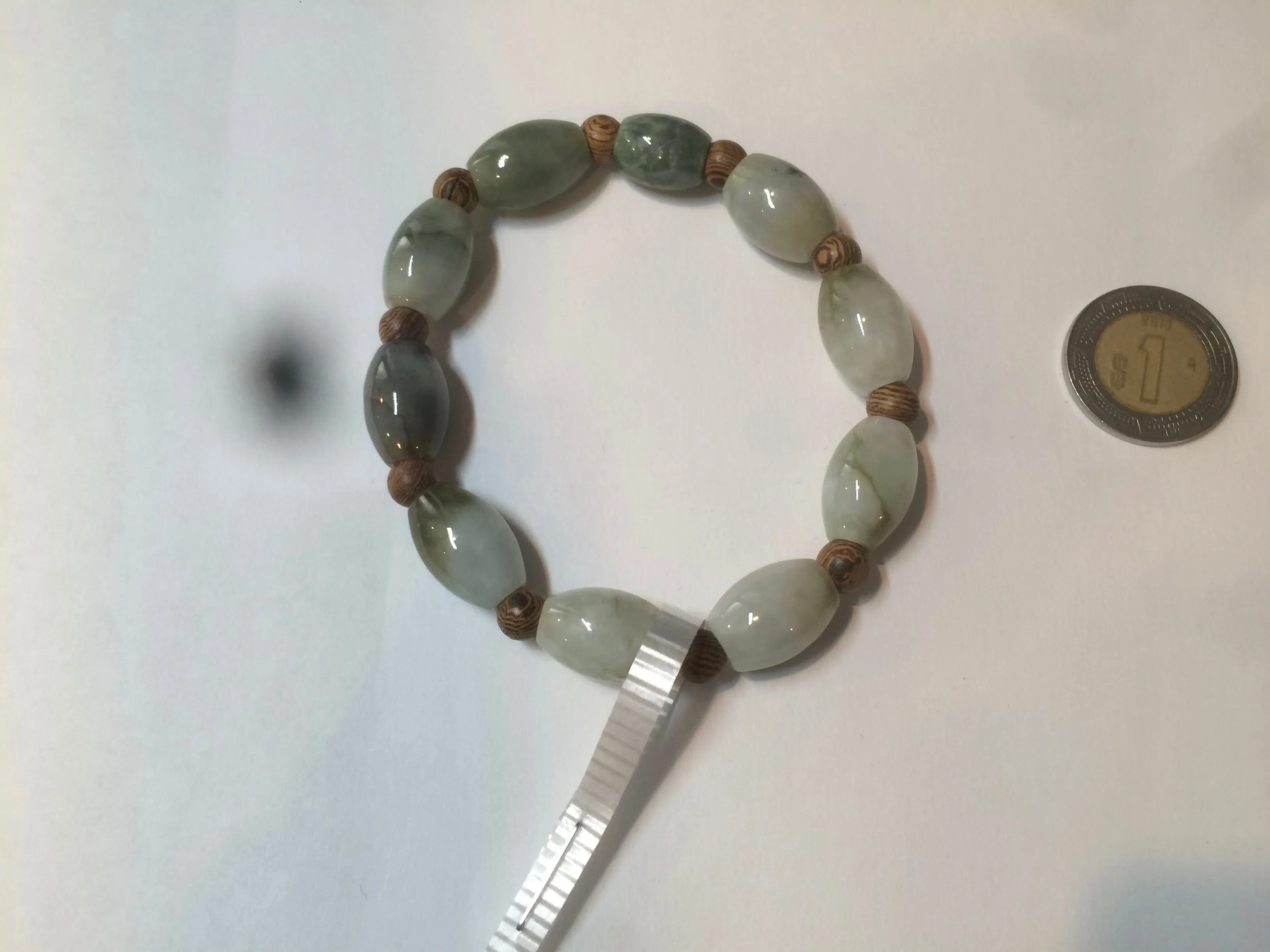 13x10mm 100% natural type A green jadeite jade olive shape(LU LU TONG) beads bracelet C33