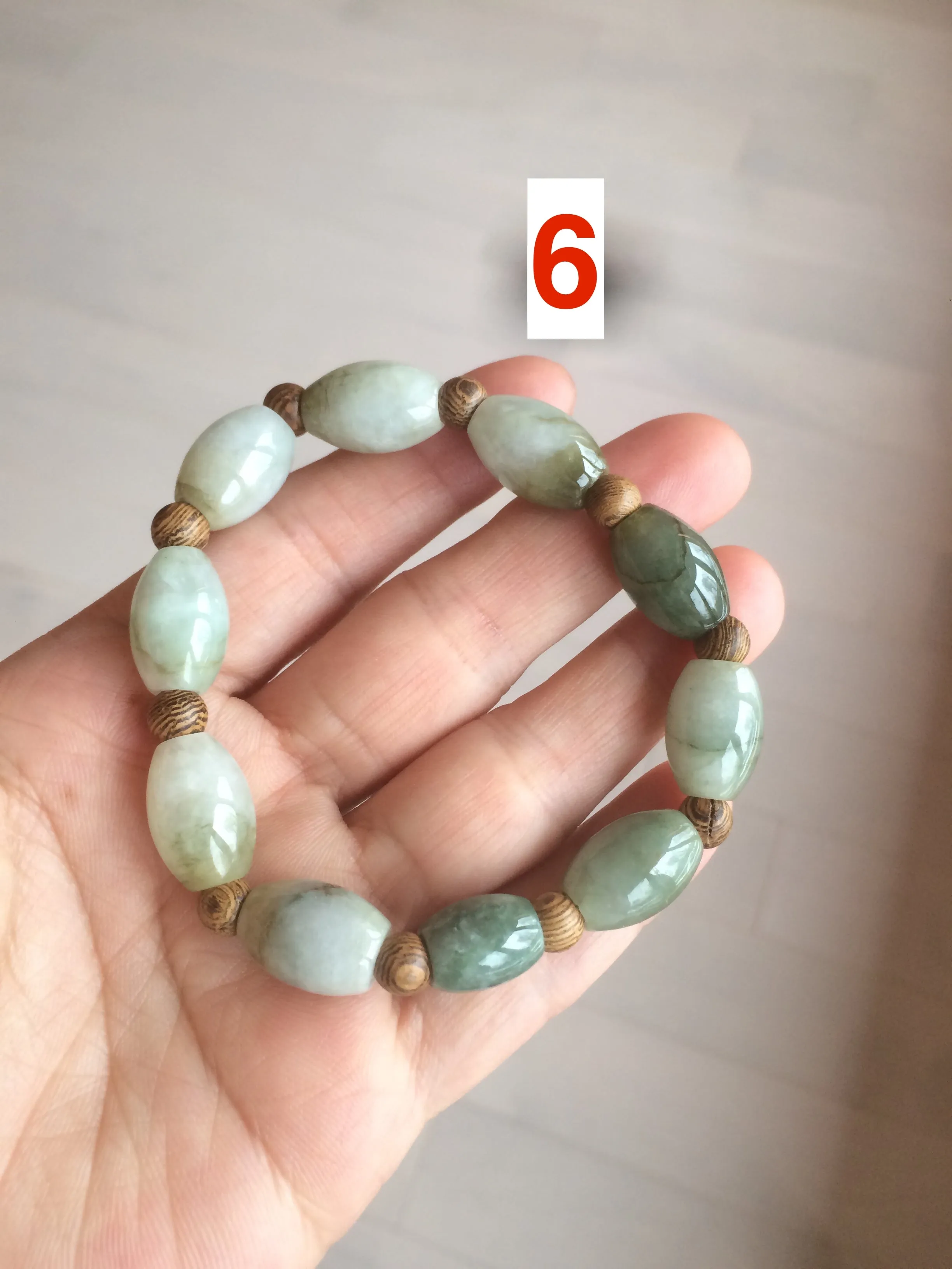 13x10mm 100% natural type A green jadeite jade olive shape(LU LU TONG) beads bracelet C33