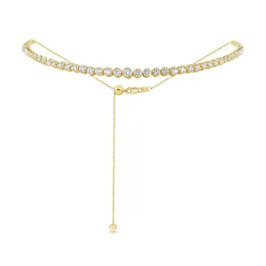 14K Gold & Diamond Graduate Adjustable Choker Necklace - 2.73ct