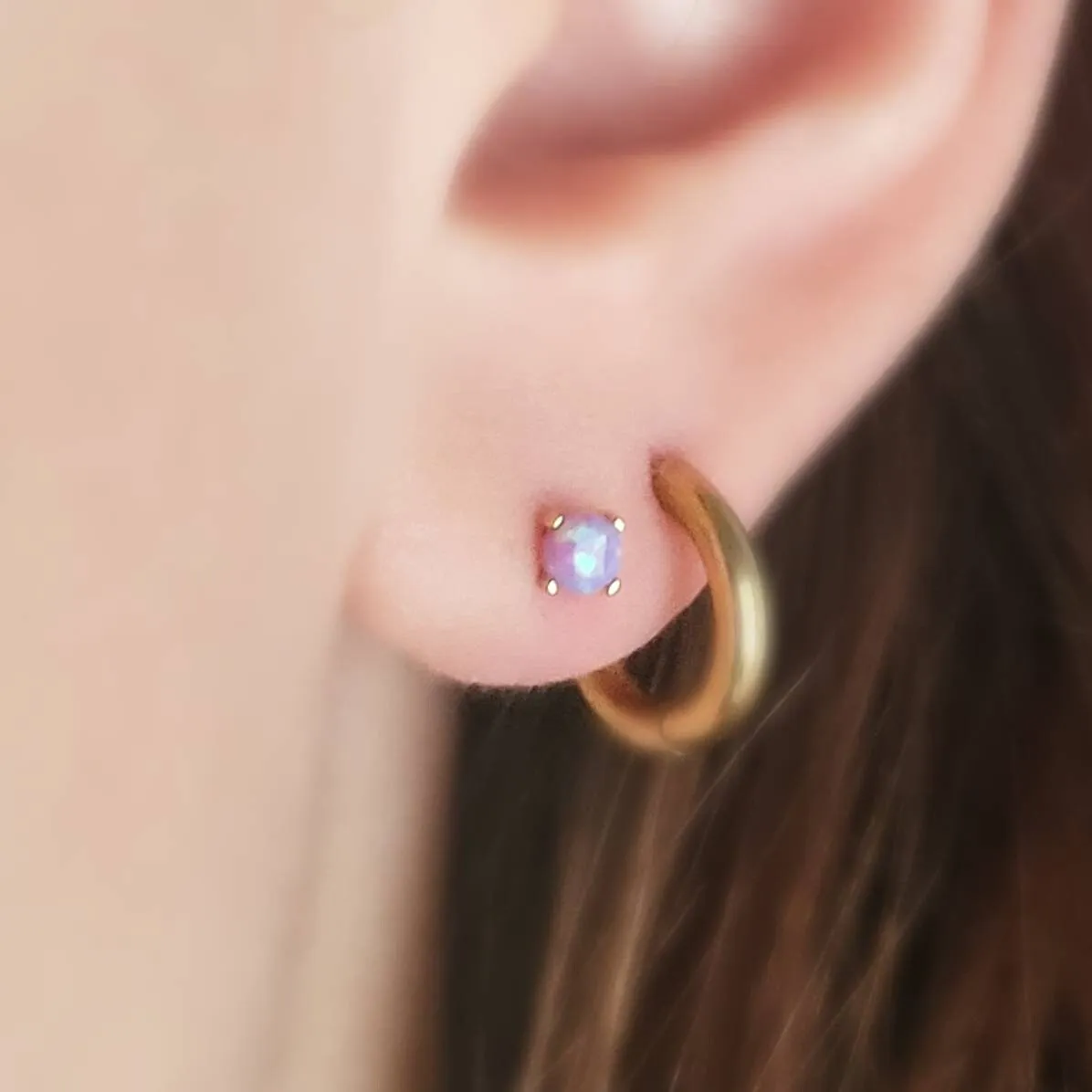 14k Gold Opal Flat Back Studs