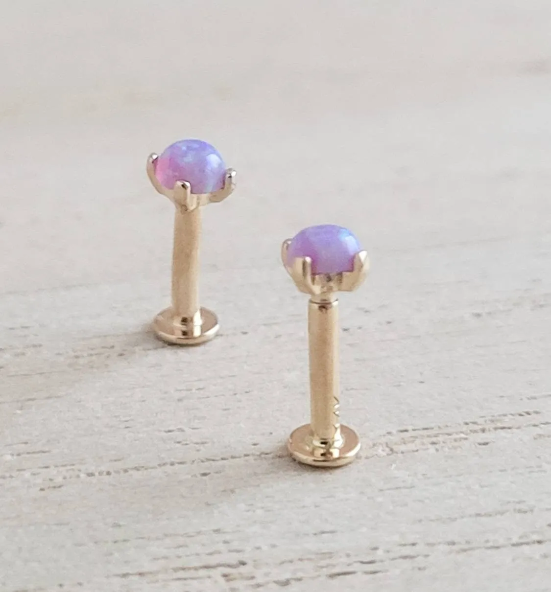 14k Gold Opal Flat Back Studs