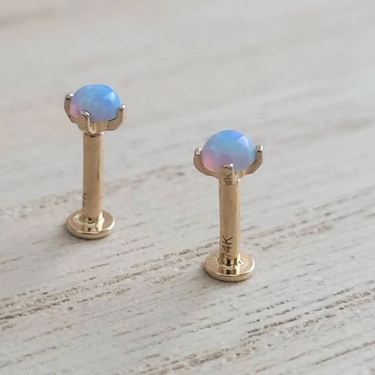 14k Gold Opal Flat Back Studs