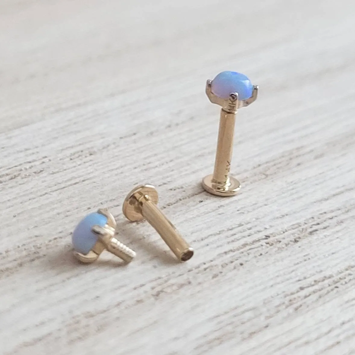 14k Gold Opal Flat Back Studs