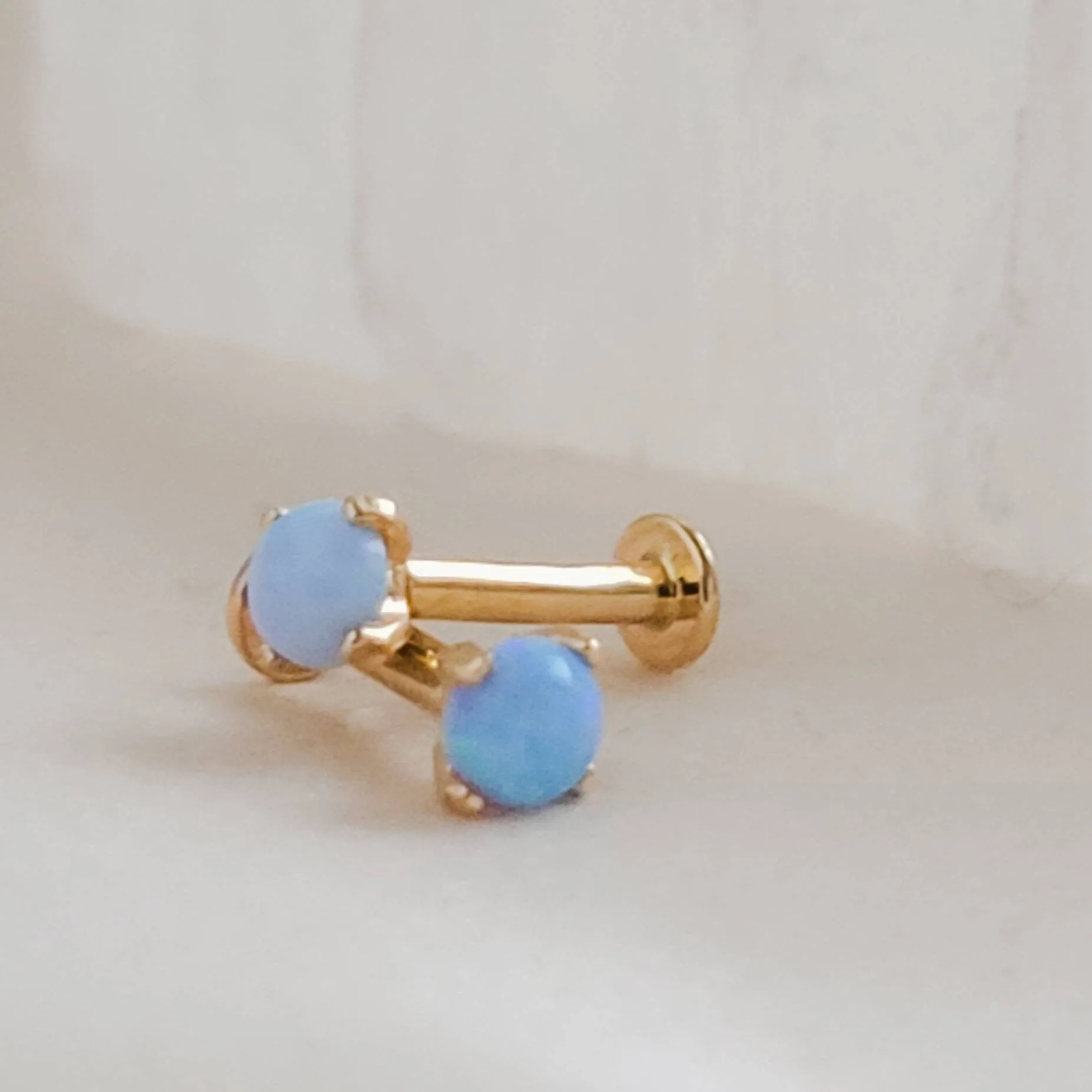 14k Gold Opal Flat Back Studs