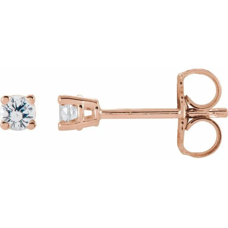 14K Rose 2.5 mm Natural White Sapphire Stud Earrings