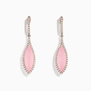 14K Rose Gold Rose Quartz and Diamond Earrings