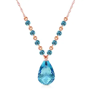 14K Solid Rose Gold Blue Topaz Genuine Necklace