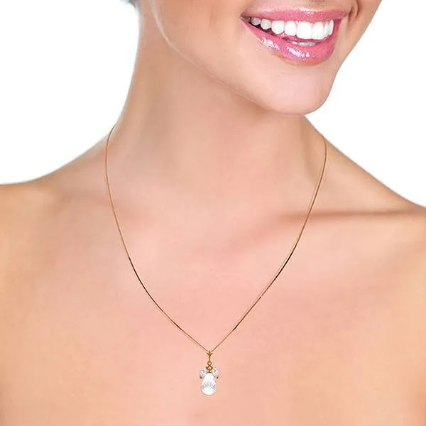 14K Solid Rose Gold Natural Rose Topaz Necklace Certified