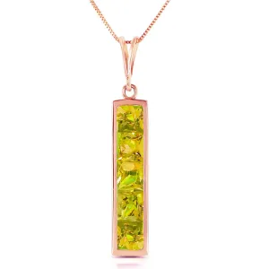 14K Solid Rose Gold Peridot Necklace Genuine Platinum