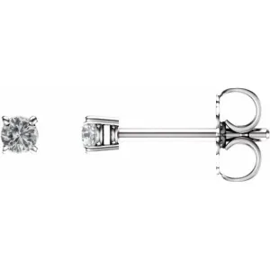 14K White 2.5 mm Natural White Sapphire Stud Earrings