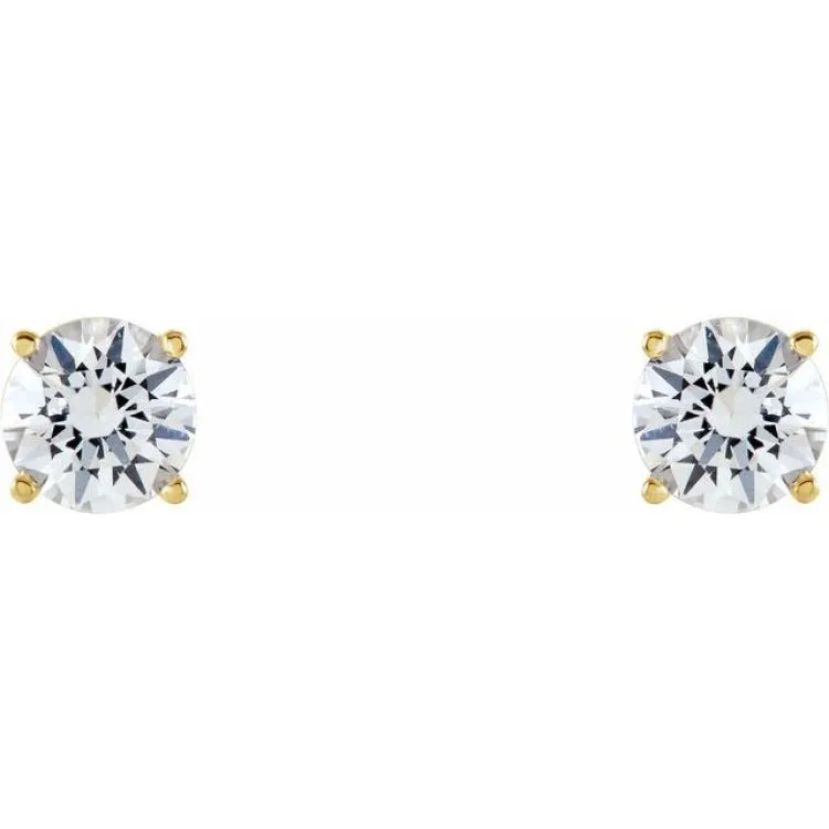 14K Yellow 5 mm Natural White Sapphire Stud Earrings