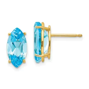 14k Yellow Gold Marquise Blue Topaz Earring