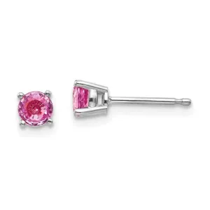 14KT GOLD 0.70 CTW ROUND PINK SAPPHIRE STUD EARRINGS