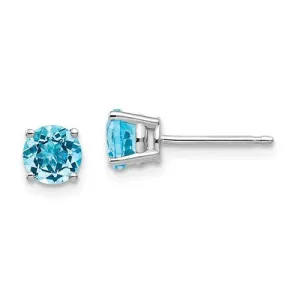 14KT GOLD 1.20 CARAT ROUND SWISS BLUE TOPAZ EARRINGS