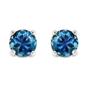 14kt White Gold 3.5mm Fine Blue Montana Sapphire Stud Earrings