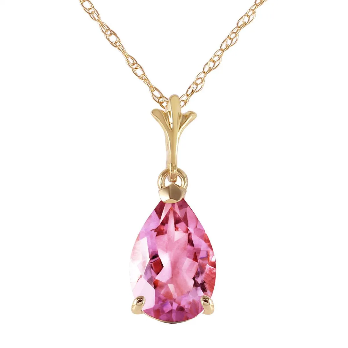 1.5 Carat 14K Solid Yellow Gold Chanting Love Pink Topaz Necklace