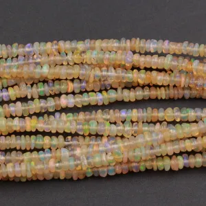 16 Inches Ethiopian Opal Beads Rondelle 3mm AAA Super Flashy Fiery Rainbow Yellow Opal Smooth Roundel Beads 16" Strand A1