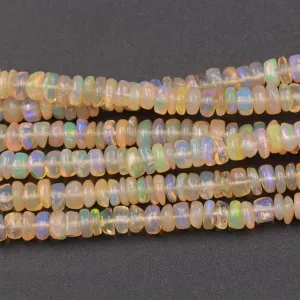 16 Inches Ethiopian Opal Beads Rondelle Graduating 3mm 4mm AAA Super Flashy Fiery Rainbow Yellow Opal Smooth Rondelle Beads 16" Strand A3