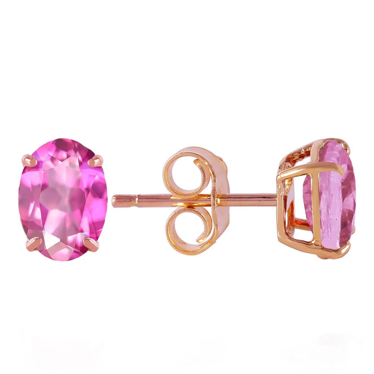 1.8 Carat 14K Solid Rose Gold Panache Pink Topaz Stud Earrings