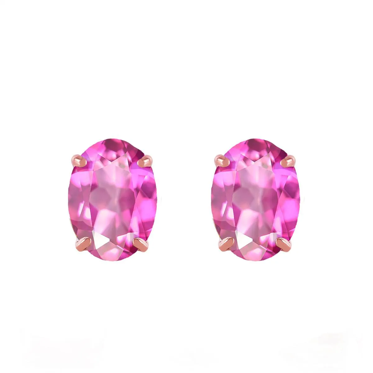 1.8 Carat 14K Solid Rose Gold Panache Pink Topaz Stud Earrings