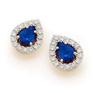 18ct Gold and Rhodium Diamond and Sapphire Earrings - MM7T33-18DS