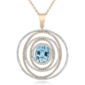 18ct Rose Gold 3.32ct Aquamarine Diamond Spiral Necklace