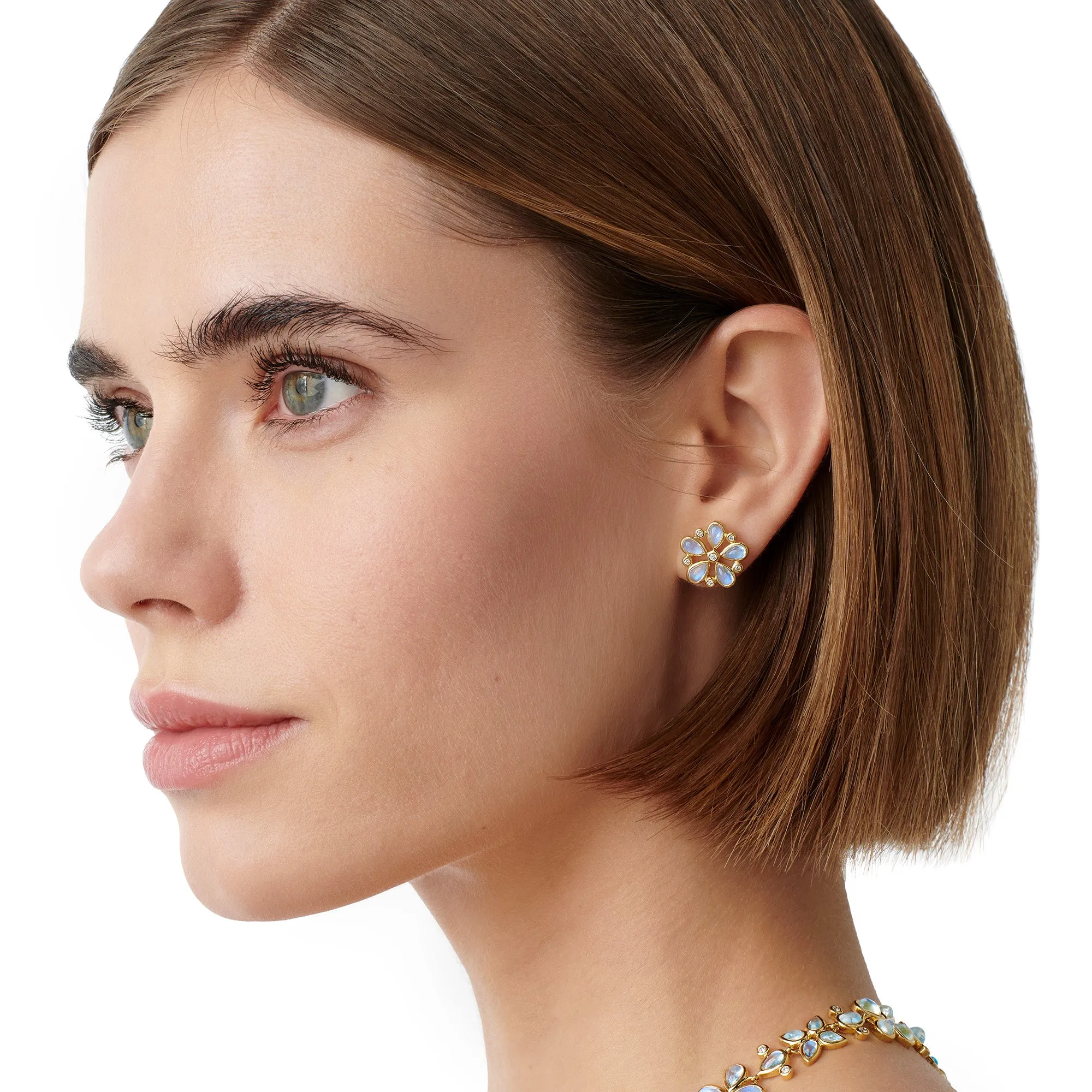 18K Luna Flower Post Earrings