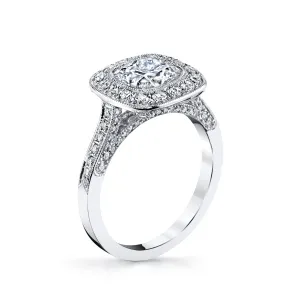 18K White Gold Halo Diamond Engagement Ring