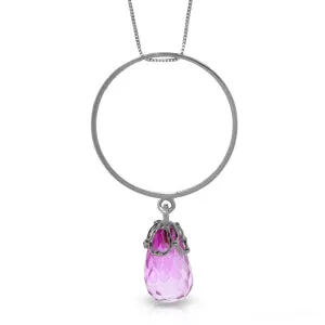 3 Carat 14K Solid White Gold Pink Longings Pink Topaz Necklace