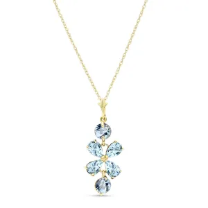 3.15 Carat 14K Solid Yellow Gold Necklace Aquamarine