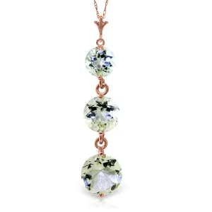 3.6 Carat 14K Solid Rose Gold Rainfall Aquamarine Necklace