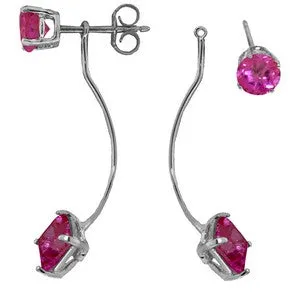 4.15 Carat 14K Solid White Gold Point Of Ecstasy Pink Topaz Earrings