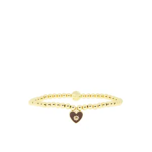 4mm ball stretch bracelet with enamel heart