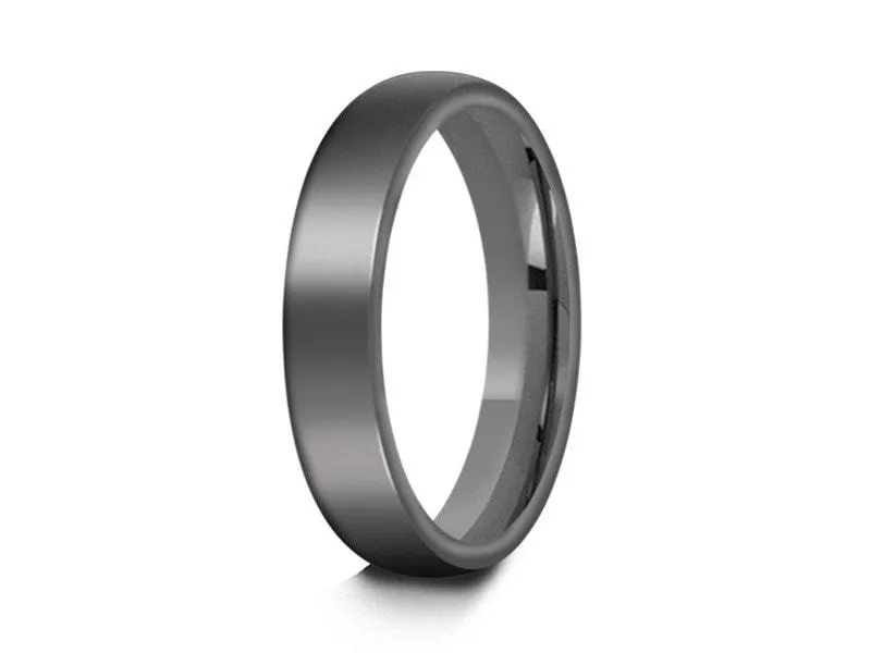 4MM HIGH POLISH GRAY GUNMETAL Tungsten Wedding Band DOME AND GRAY INTERIOR