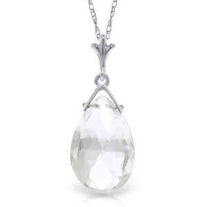 5.1 Carat 14K Solid White Gold Necklace Briolette White Topaz