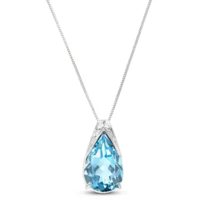 6 Carat 14K Solid White Gold Place To Stand Blue Topaz Necklace