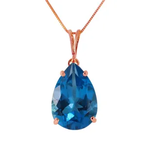 6.5 Carat 14K Solid Rose Gold Teardrop Blue Topaz Necklace