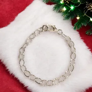 .925 Sterling Silver Hammered Oval Link Charm Bracelet Base - D.I.Y. - BUILD YOUR CHARM BRACELET!