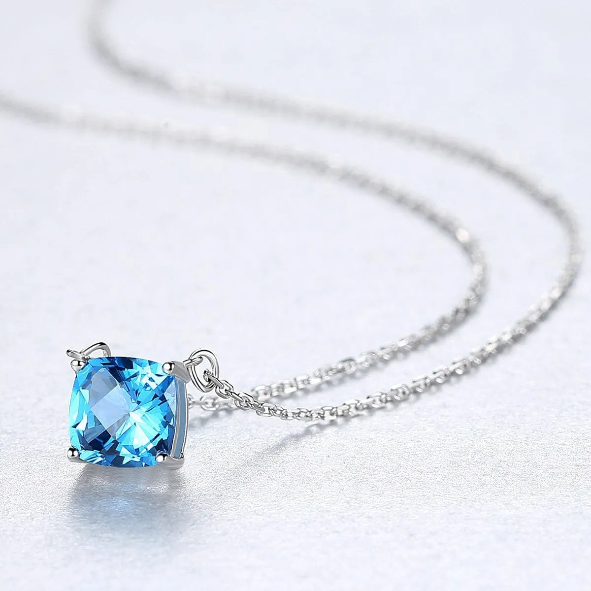 925 Sterling Silver Natural Blue Topaz Gemstone Necklace