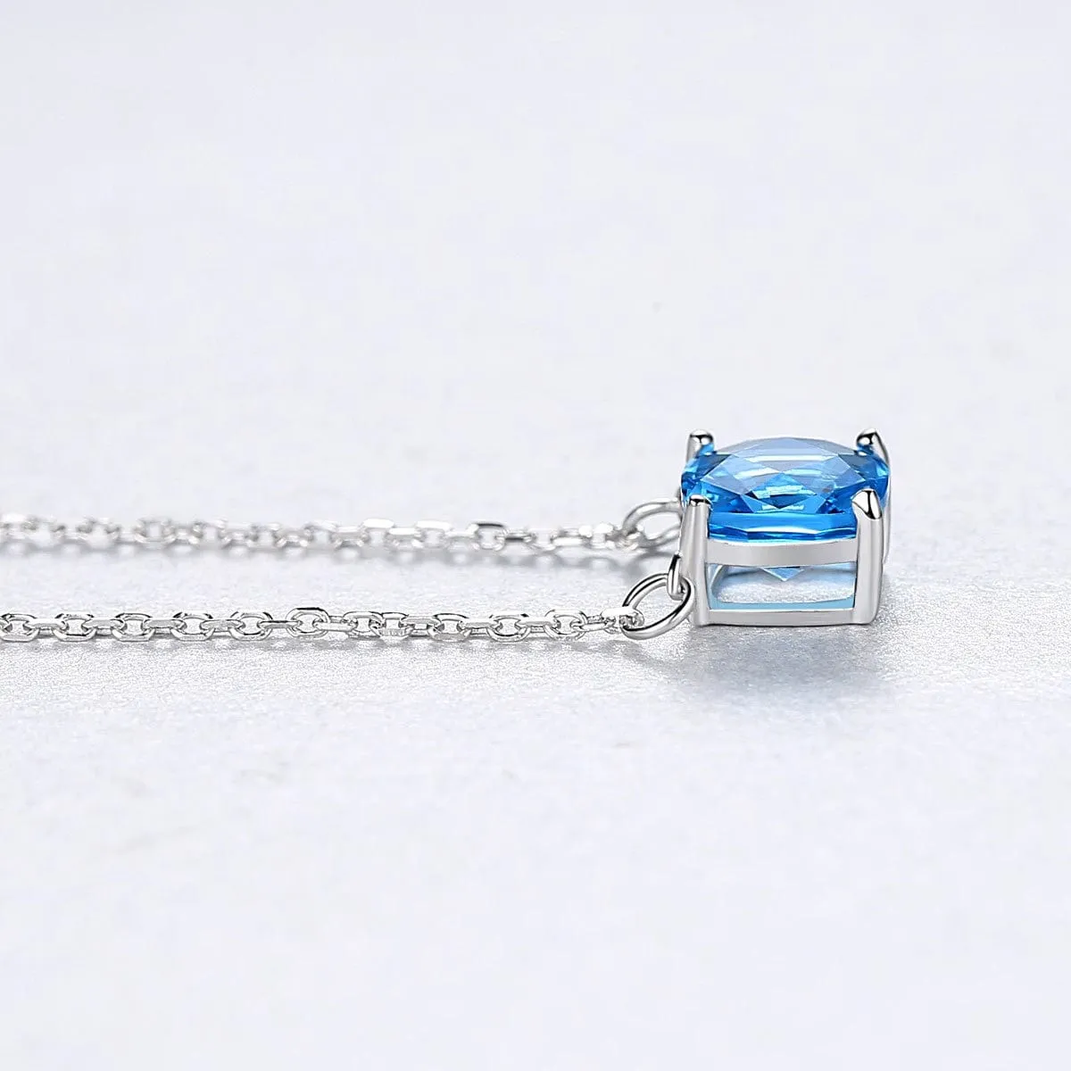 925 Sterling Silver Natural Blue Topaz Gemstone Necklace