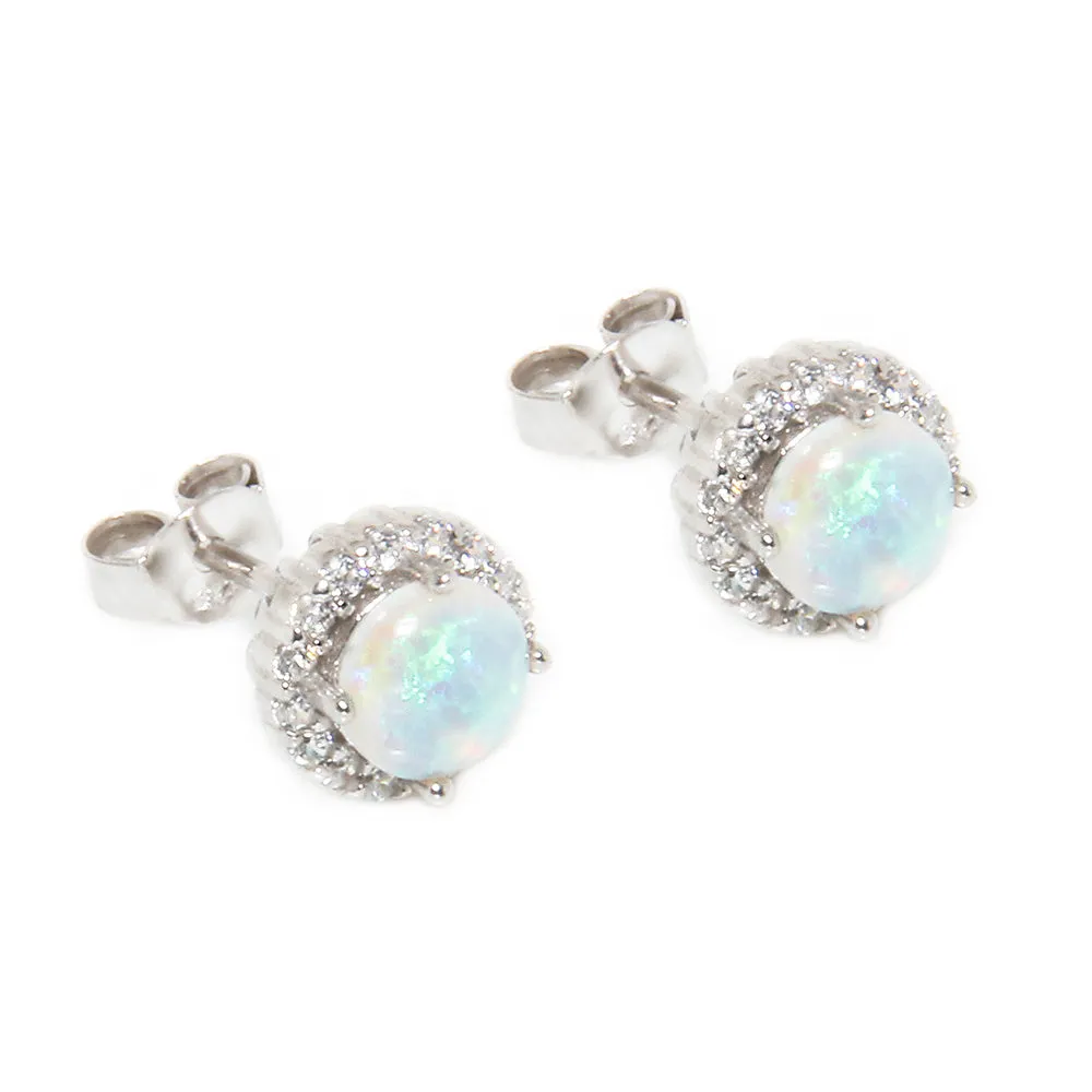 925 Sterling Silver Opal Studs