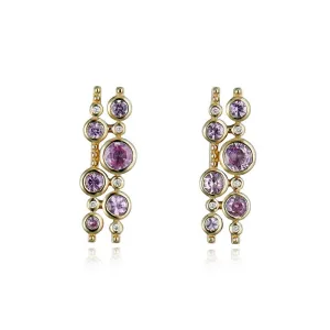 9ct Yellow Gold & Pink Sapphire Stud Earrings